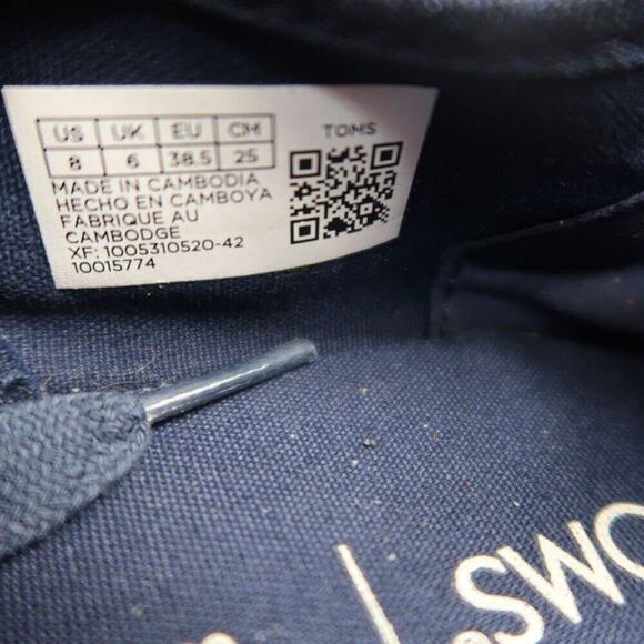 Toms Shoes Womens 8 Sneaker Cordones Indio Casual Fashion Plaid Red Blue Lace Up - Picture 12 of 13